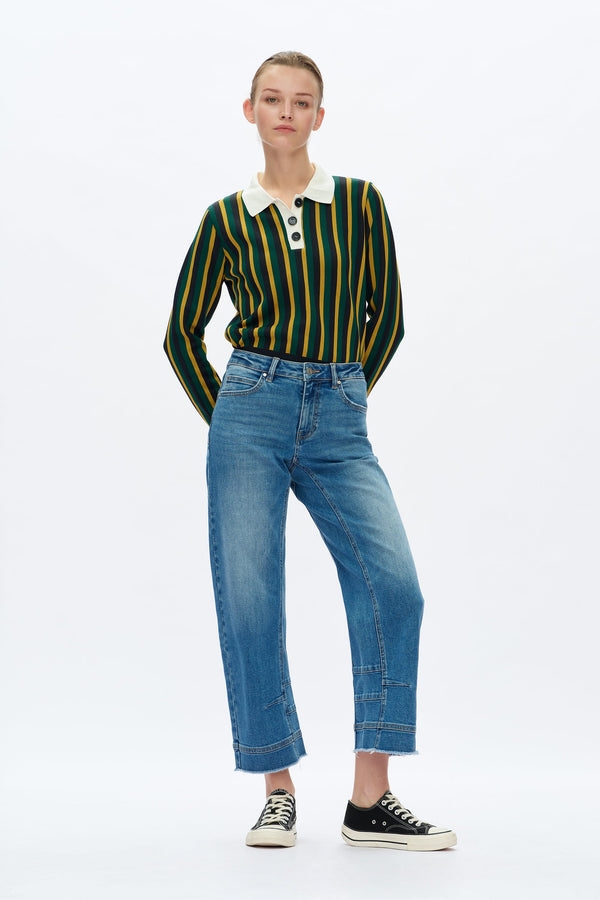 Mid Rise Barrel Leg Jeans-Barrel-BAYEAS