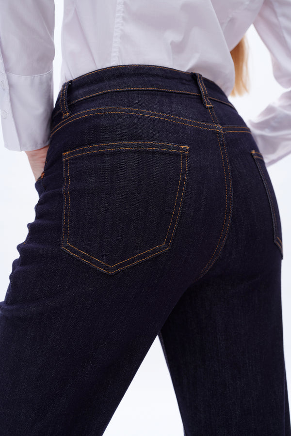 High Rise Straight Cuffed Denim Jeans