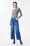 High Rise Relaxed Ankle Raw Hem Straight Leg Jeans