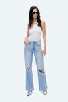 High Rise Wide Leg Denim Jeans-Wide Leg-BAYEAS