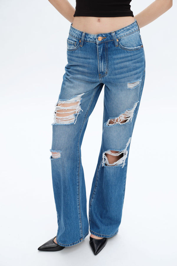 Rita High Rise Distressed Wide Leg Jeans-Wide Leg-BAYEAS