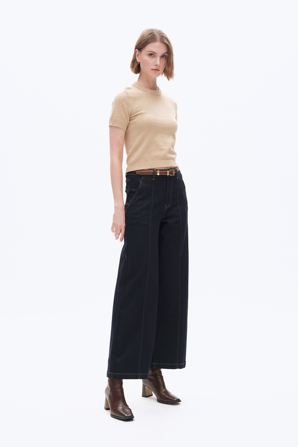 Raw Denim Wide Leg Jeans-Wide Leg-BAYEAS