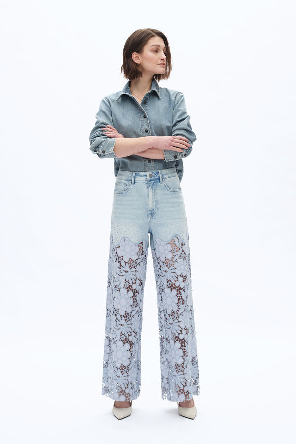 HIGH RISE LACE WIDE LEG-Wide Leg-BAYEAS
