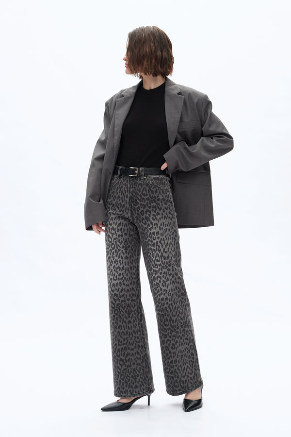 Leopard Print Wide Leg Jeans-Wide Leg-BAYEAS