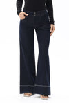 Mid Rise Wide Leg Jeans with Contrast Stitching