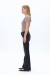 Mid Rise Flare Denim Jeans With Raw Edge Hem-Flare & Bootcut-BAYEAS