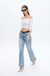High Rise Straight Leg Denim Jeans-Straight-BAYEAS