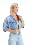 Candy Painted Cropped Denim Jacket-Jackets-BAYEAS