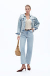 Mid Rise Barrel Leg Jeans-Wide Leg-BAYEAS