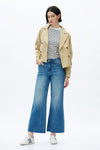 Mid Rise Wide Leg Denim Jeans With Raw Hem