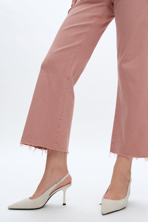 Leslie High Rise Wide Leg Denim Jeans With Raw Hem-Wide Leg-BAYEAS