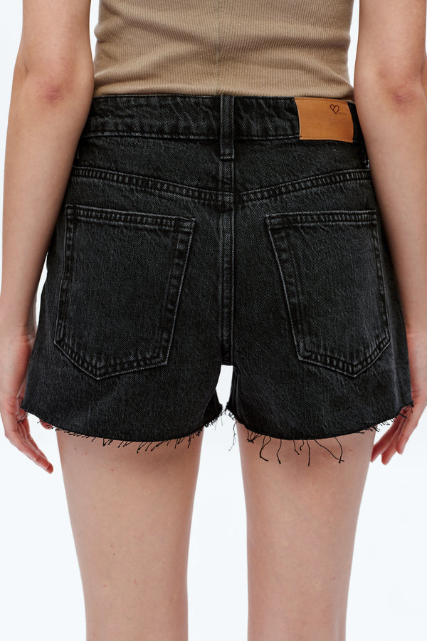 Ella Raw Hem Denim Shorts-Shorts-BAYEAS