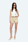 Flora Denim Shorts With Raw Hem-Shorts-BAYEAS