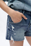 Nova High Rise Grinded Denim Shorts-Shorts-BAYEAS