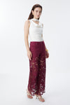 High Rise Ankle Embroidered Lace Wide Leg Jeans