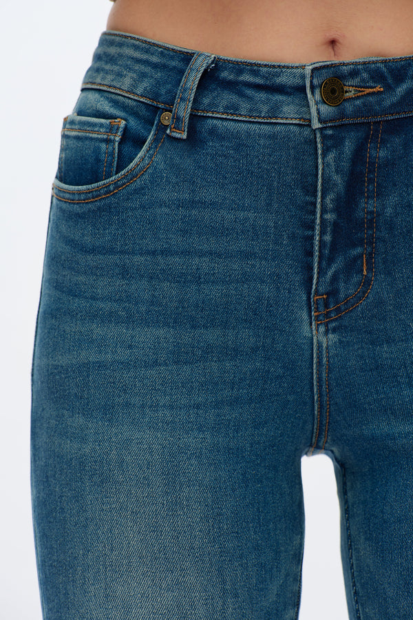 Mid Rise Straight Jeans