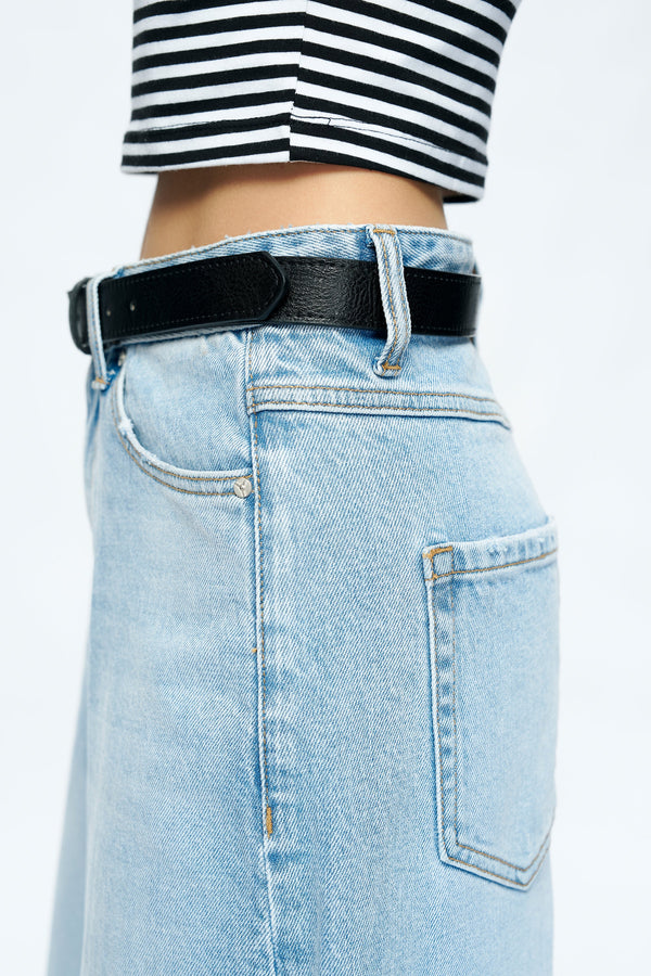 Timothy Mid Rise Drop Crotch Loose Fit Cropped Jeans-Bermuda Shorts-BAYEAS