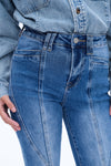 High Rise Raw Hem Flare Jeans-Flare & Bootcut-BAYEAS