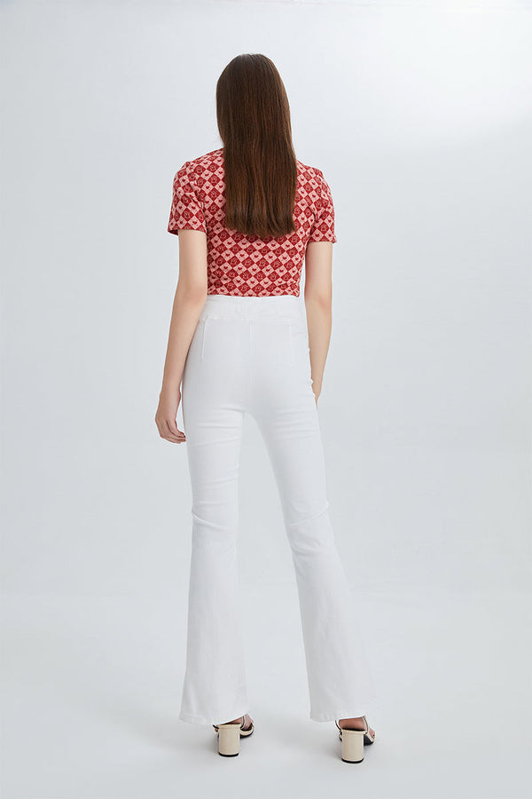 High Rise Front Slit Flare Pants-Flare & Bootcut-BAYEAS