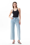 High Rise Ankle Embroidered Straight Leg Jeans
