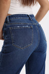 High Rise Embroidered Hem Flare Jeans