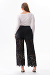 High Rise Floral Embroidered Wide Leg Pants
