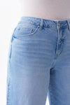 Mid Rise Cuffed Wide Leg Jeans
