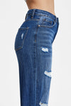 High Rise Wide Leg Distressed Jeans-Wide Leg-BAYEAS