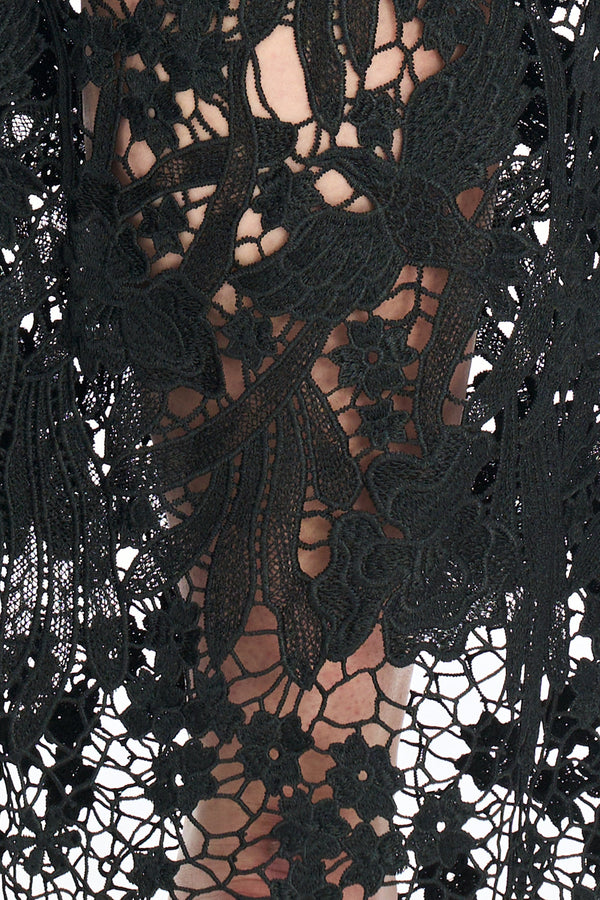 Embroidery High Rise Wide Leg Lace Denim Jeans With Rhinestone (最新版备份)-Wide Leg-BAYEAS