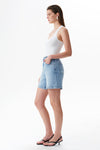 Chic High Rise Buckle Waist Denim Shorts