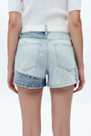 Elsa Mid Rise Patchwork Denim Shorts-Shorts-BAYEAS