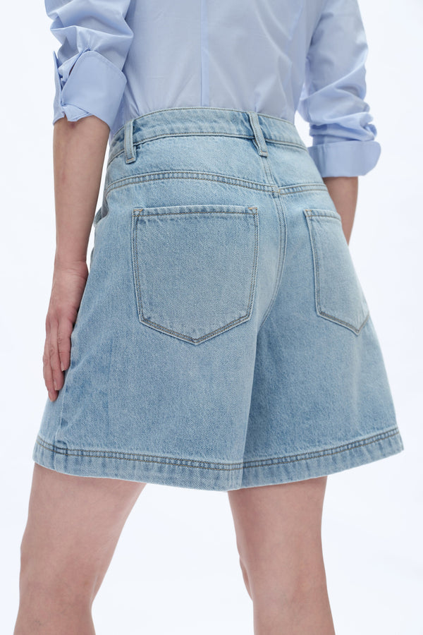 Mid Rise Bermuda Denim Shorts-Bermuda Shorts-BAYEAS