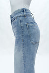 High Rise Wide Leg Denim Jeans With Raw Hem-Wide Leg-BAYEAS