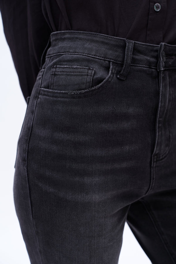 High-Rise Bootcut Jeans with Slit-Flare & Bootcut-BAYEAS