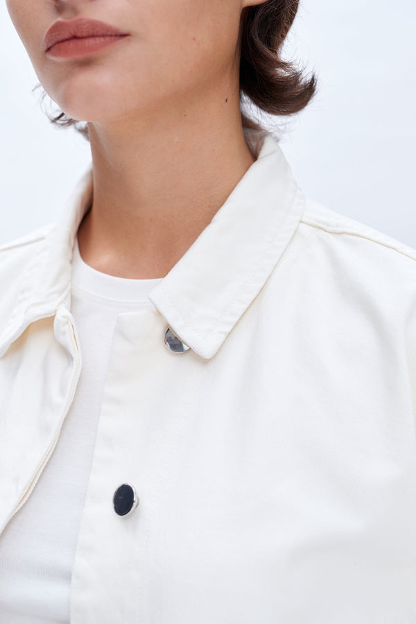 Plain White Denim Jacket-Jackets-BAYEAS