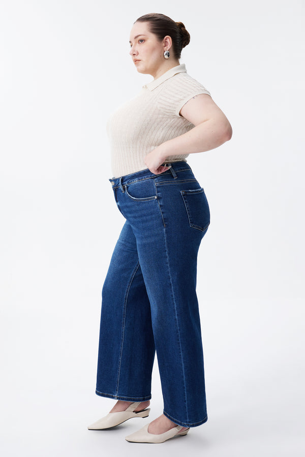 High Rise Ankle Wide Leg Jeans