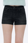 Mid Rise Elastic Denim Shorts-Shorts-BAYEAS