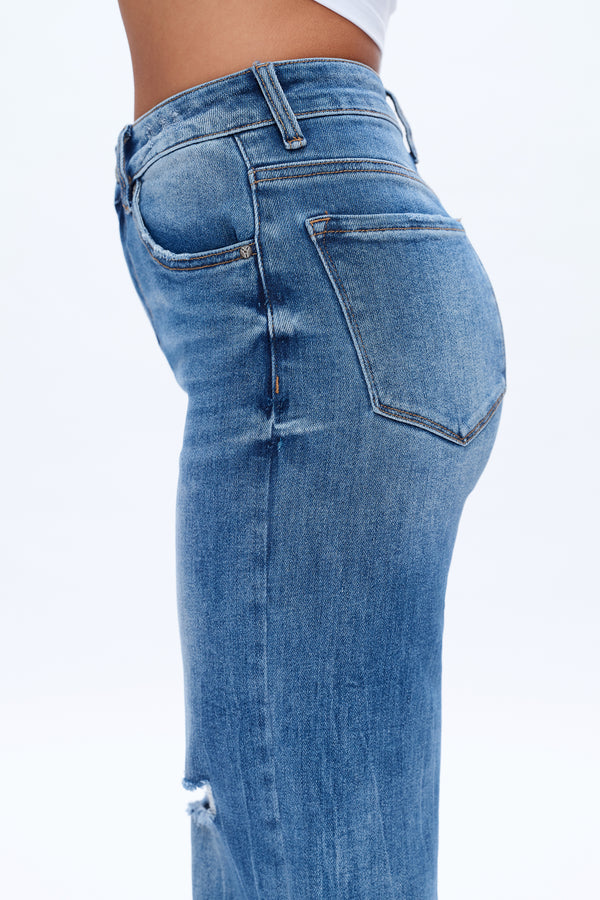 High Rise Wide Leg Denim Jeans-Wide Leg-BAYEAS
