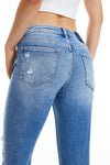 Mid Rise Slim Straight Jeans With Raw Hem-Straight-BAYEAS