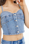 Lunna Denim Corset Top for Women-Corset-BAYEAS