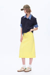 Midi Denim Skirt with Back Slit-Skirts-BAYEAS