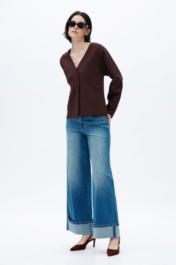 Mid Rise Wide Leg Jeans-Wide Leg-BAYEAS