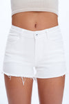 Lisa Raw Edge Hem White Jeans-Shorts-BAYEAS