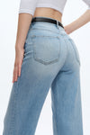 High Rise Straight Leg Denim Jeans-Straight-BAYEAS