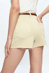 Flora Denim Shorts With Raw Hem-Shorts-BAYEAS