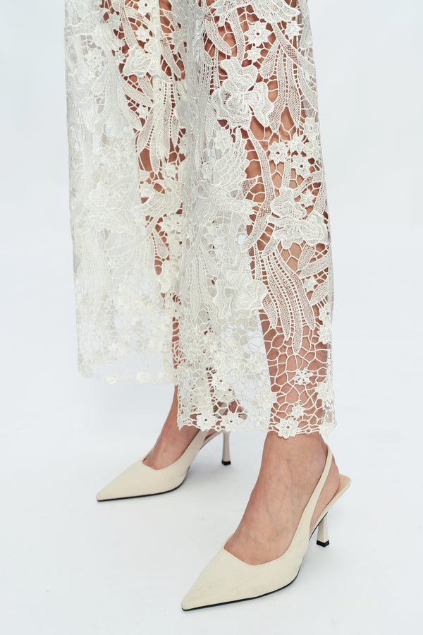 Embroidery High Rise Wide Leg Lace Denim Jeans With Rhinestone (最新版备份)-Wide Leg-BAYEAS