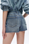 Nova High Rise Grinded Denim Shorts-Shorts-BAYEAS