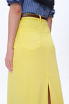 Midi Denim Skirt with Back Slit-Skirts-BAYEAS