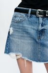 Anna Distressed Mini Denim Skirt-Skirts-BAYEAS