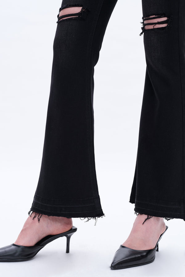 Lauren Flare Jeans With Raw Hem-Flare & Bootcut-BAYEAS